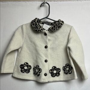 Pogo Club of NY ivory brown black animal print accent fleece jacket 24 months